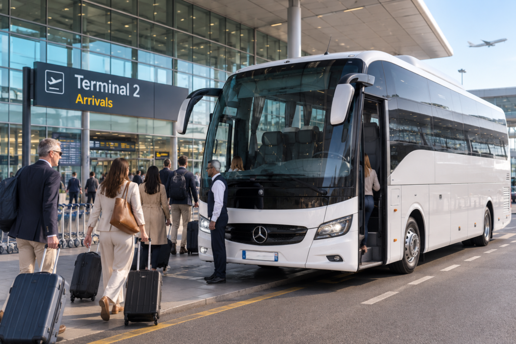 Charter coach rental Europe providing comfortable transportation for travel groups exploring iconic European destinations.
